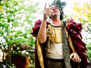 Actor during the play in outdoor theatre