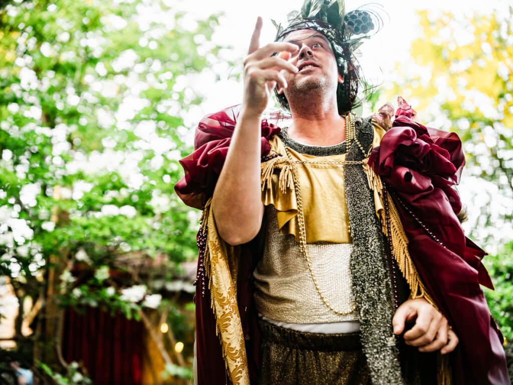 Actor during the play in outdoor theatre