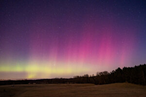Beautiful aurora boeralis over germany in a cold winter night