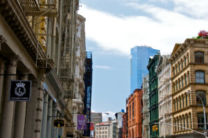 NYC Architectural eras in contrast cityscape, Soho Manhattan