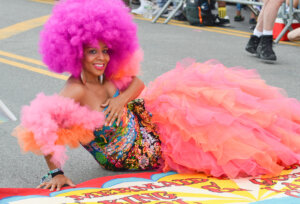 Queen of the Parade, Laurie Cumbo at the 41st annual Mermaid Parade at Coney Island, Brooklyn in New York City on June 17, 2023.