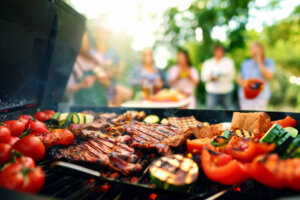 Grilling Extravaganza. Delicious Food and Joyful Celebrations in the Background
