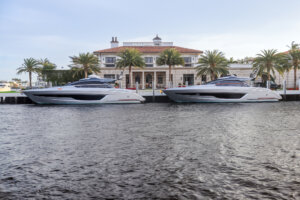 A super yacht docked along the canals of Fort Lauderdale, Florida