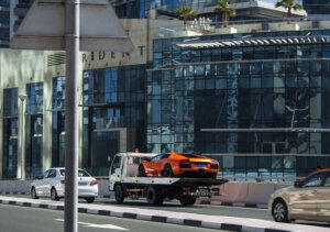 Lamborghini Aventador evacuation in Dubai marina district