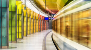 Colourful subway station "Candidplatz" in Munich Germany