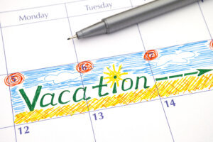 Reminder Vacation in calendar with pen