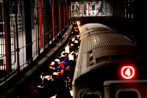 Subway Platform at rush hour.