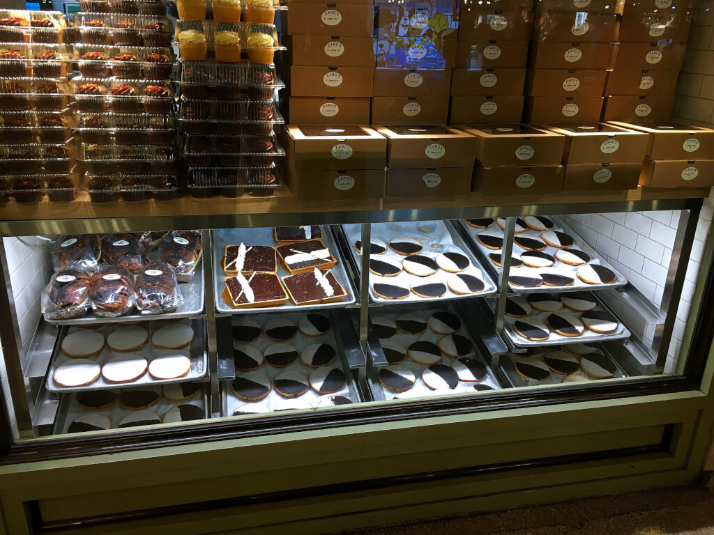 Black and white cookies at a bakery